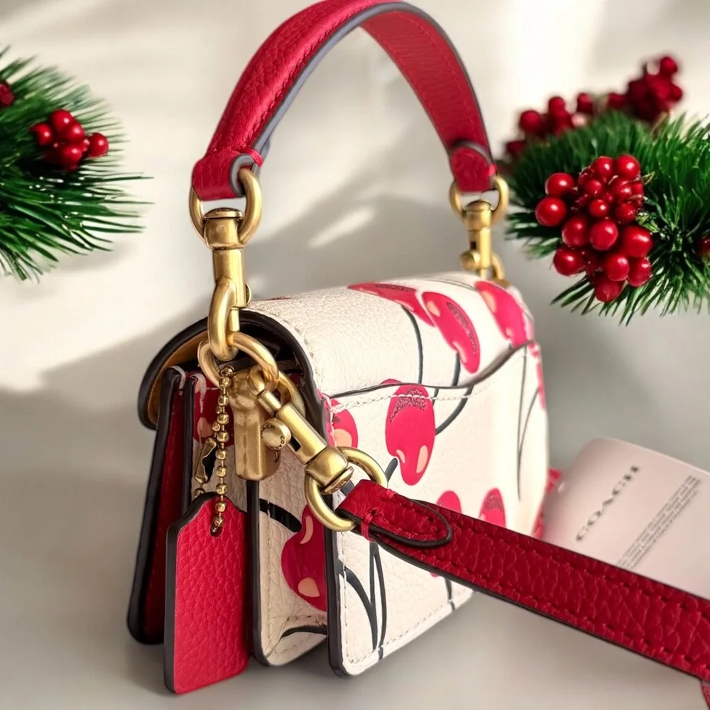 🚫SOLD🚫 Coach Tabby 12 Cherry Print and Coach Cherry Charm Collectible + Gift Box - Picture 6 of 17
